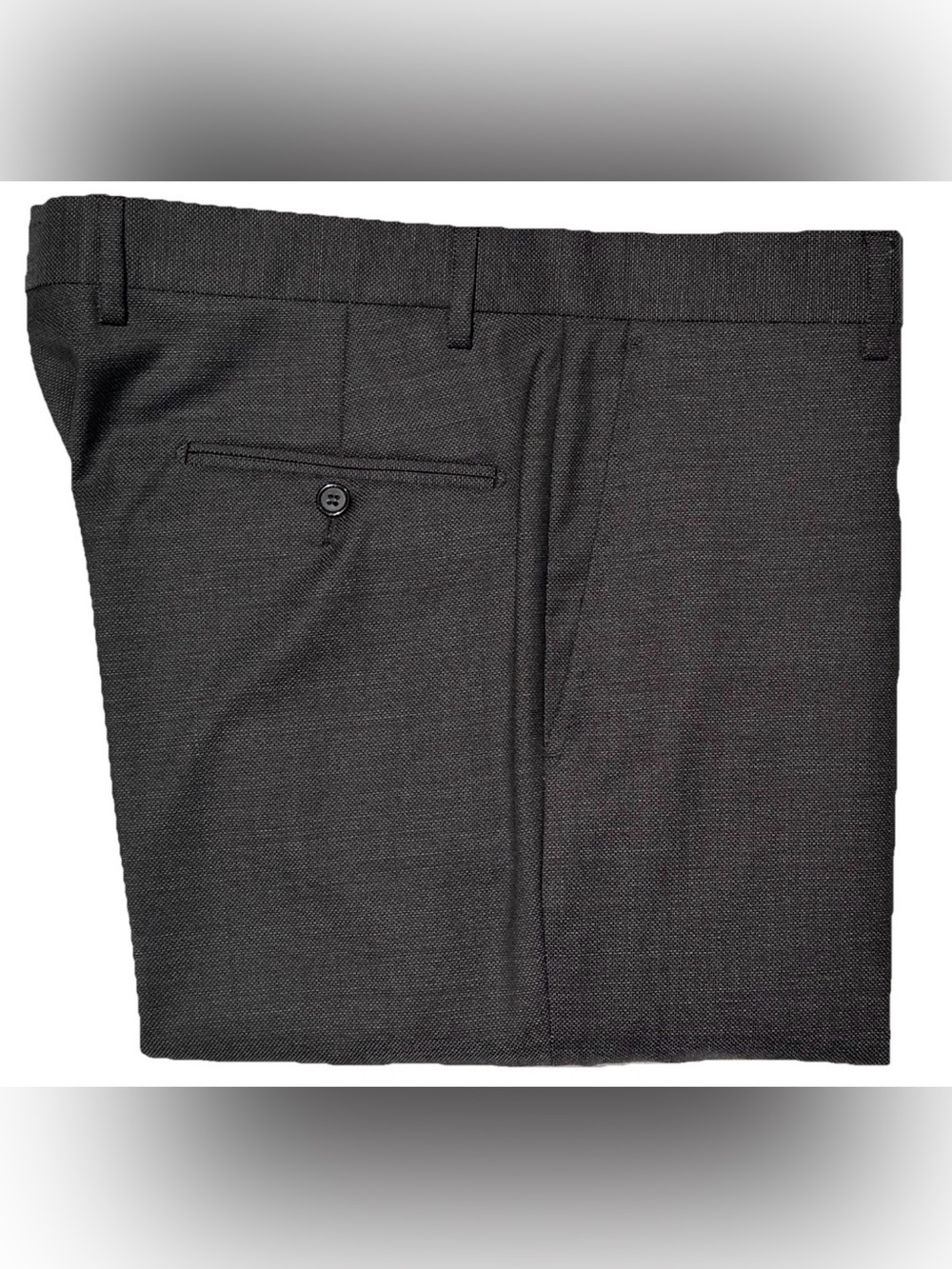 $395 NEW SAKS FIFTH AVENUE ITALY DRESS PANTS 36 WOOL CHARCOAL BIRDSEYE